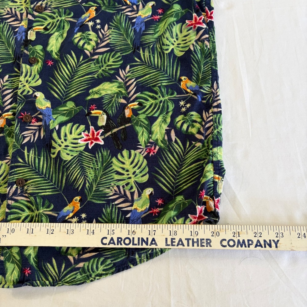Oliver & Burke Mens Tropical Parrot Toucan Palm Print Button Down Shirt Medium - Picture 6 of 9